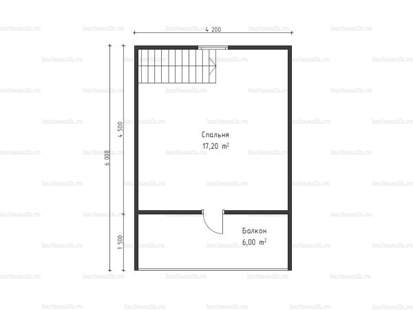 Схема планировки брусовой бани 6х6 построенной в Черноголовке (второй этаж)