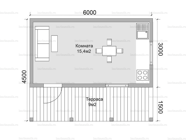 Планировка одноэтажного дома 6х4.5