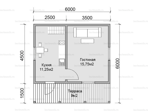 Планировка дома с мансардой 6х6